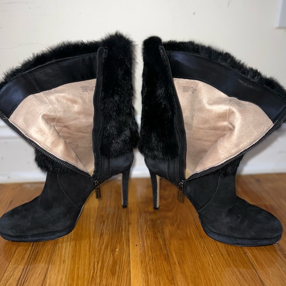 Michael kors suede bootie, faye booties, black faux fur bootie, stiletto heel - Picture 6 of 11
